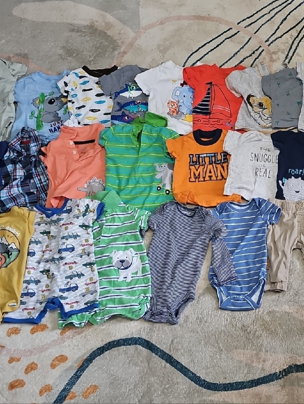 Carter's Mixed Boys' Multi-Color Lot of Short-Sleeve & Onesie Tops